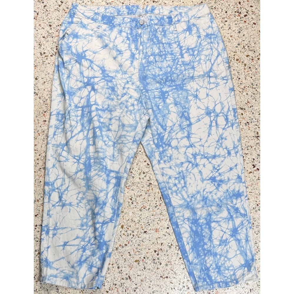 Rachel Comey Women's Buckle Back Marble Print Denim Jeans Size 16-18W